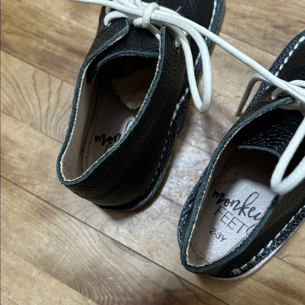 Monkey Feet Black Leather Bootie 2-3 Y